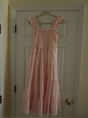 Ruffle Butts Women Pink Smocked Tiered Sundress